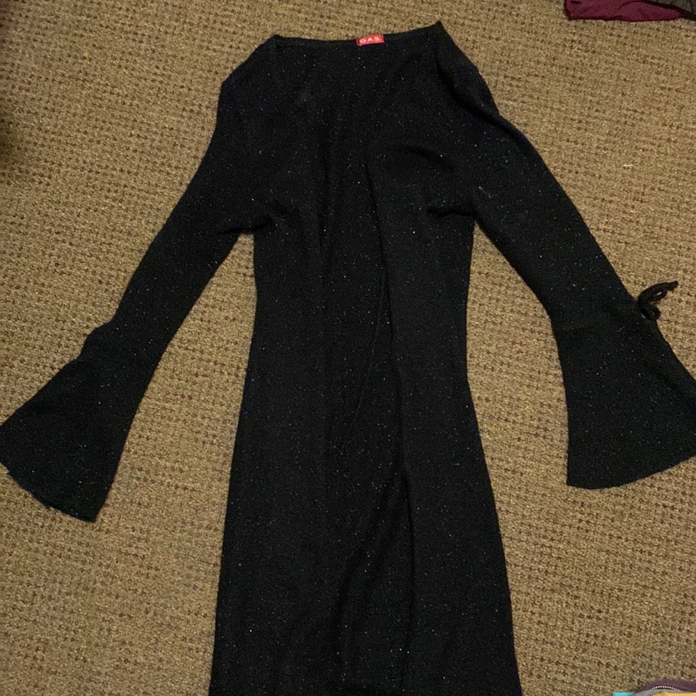 Black sparkly flare sleeve cardigan